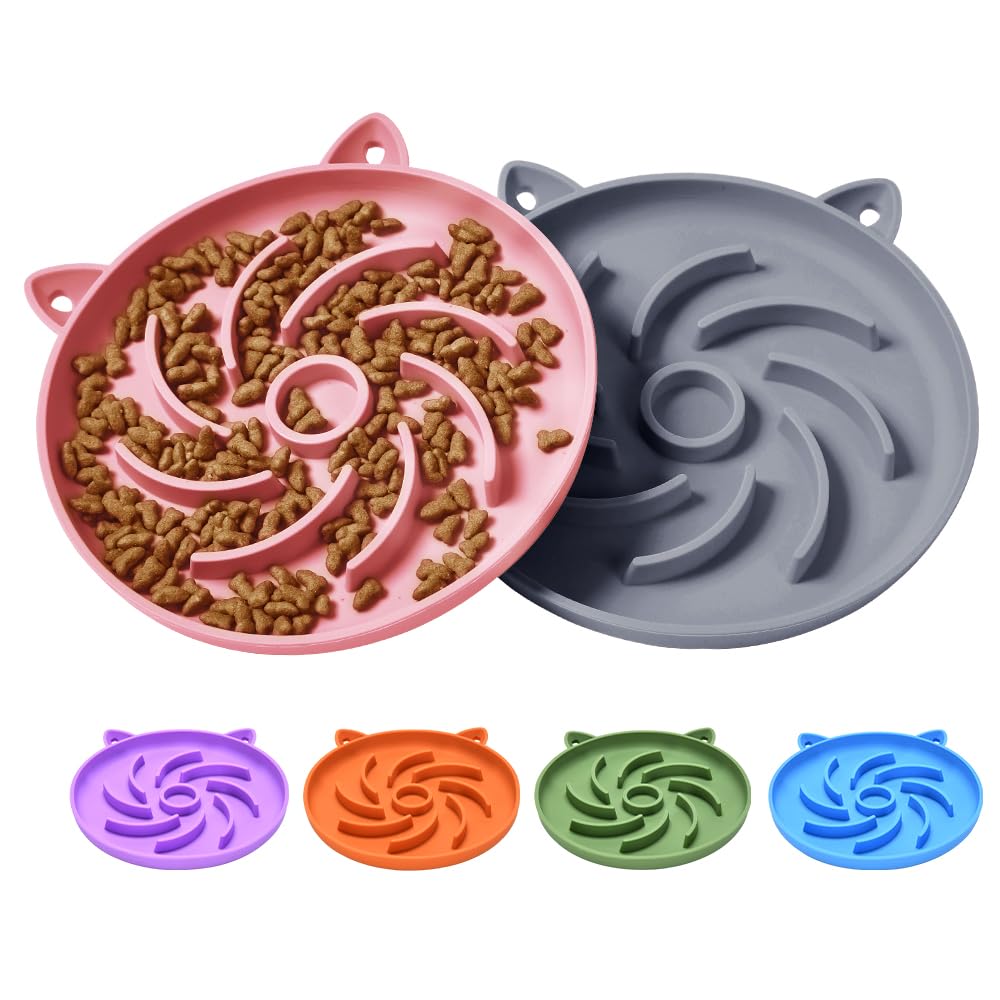 Bol ralentisseur Sarnxgr gris et rose, ralentit l'ingestion pour un repas plus calme.