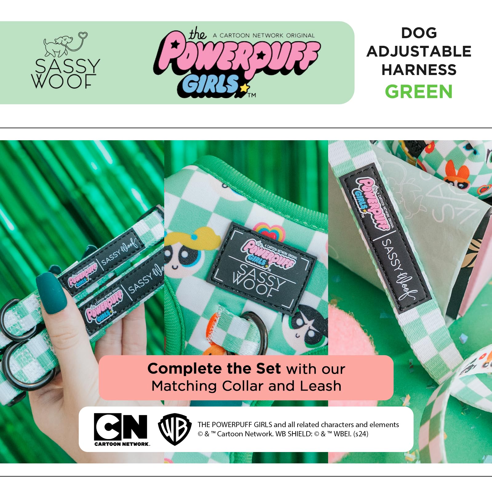 Design breveté Powerpuff vert par Sassy Woof durable