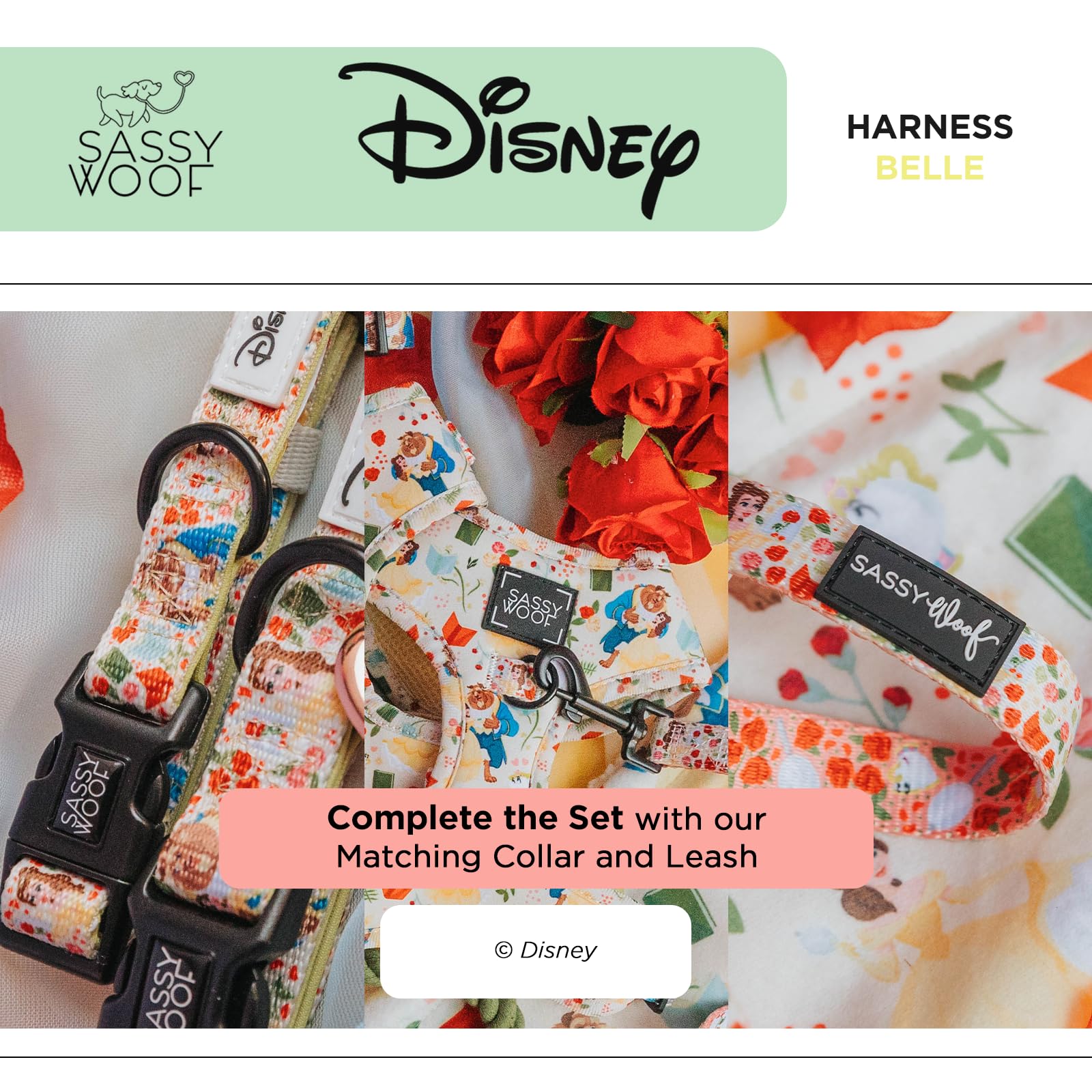 Harnais Disney Belle licencié officiel pour sorties quotidiennes.