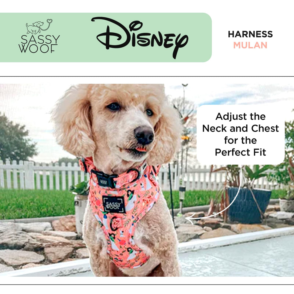 Harnais Sassy Woof imprimé néoprène Princesse Mulan, style et durabilité