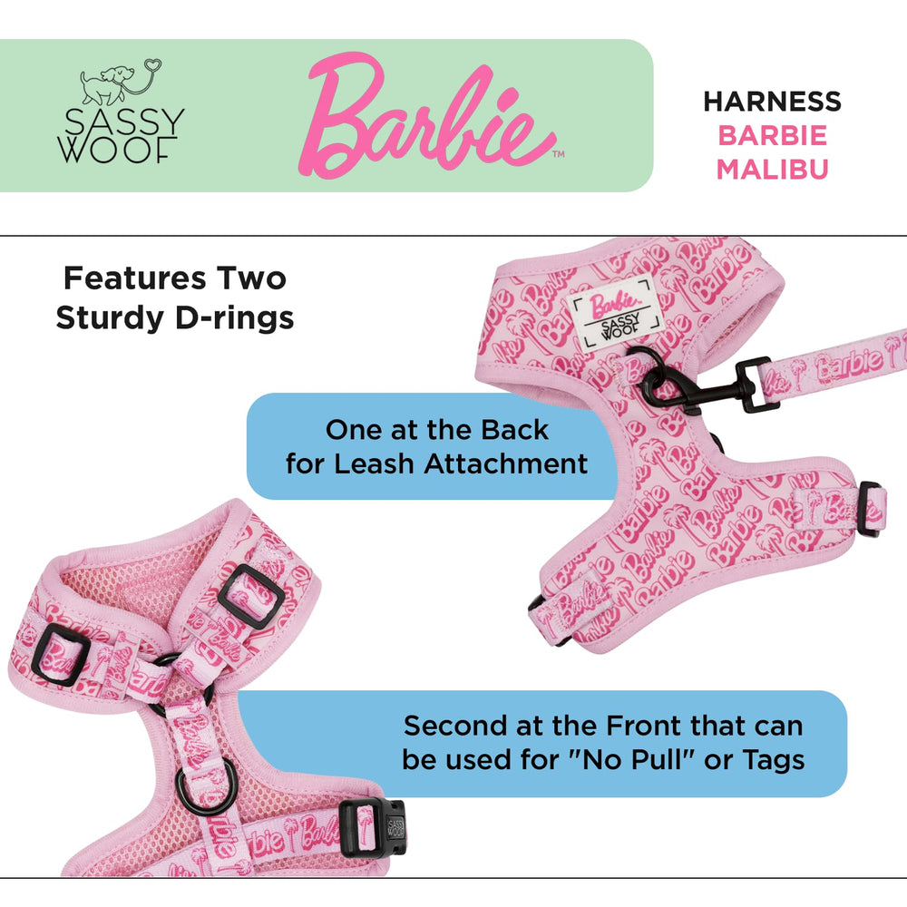 Harnais Sassy Woof Barbie Malibu avant anneau D pour l'entraînement sans traction.