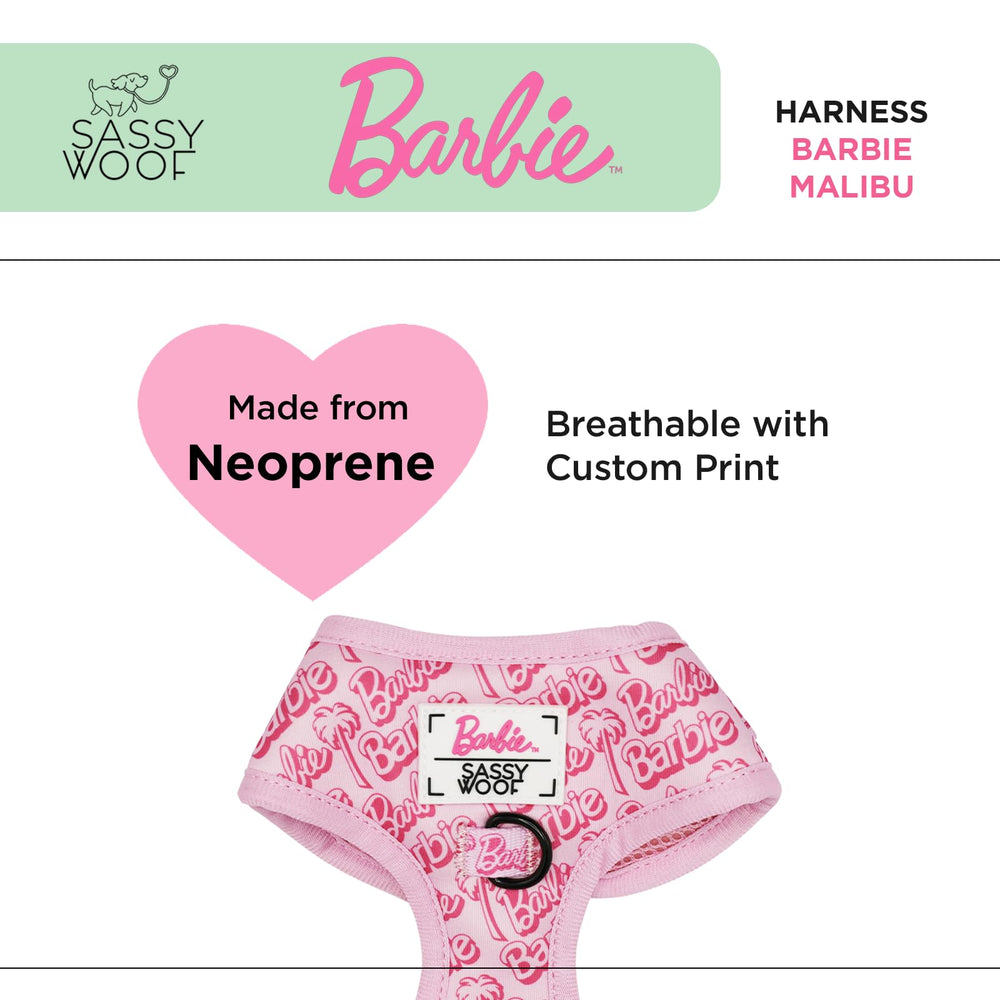 Maillage respirant du harnais Barbie Malibu garde votre chien frais lors des sorties.