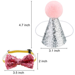 SATINIOR noeud papillon petit chien bleu lac et rose, accessoire charmant.