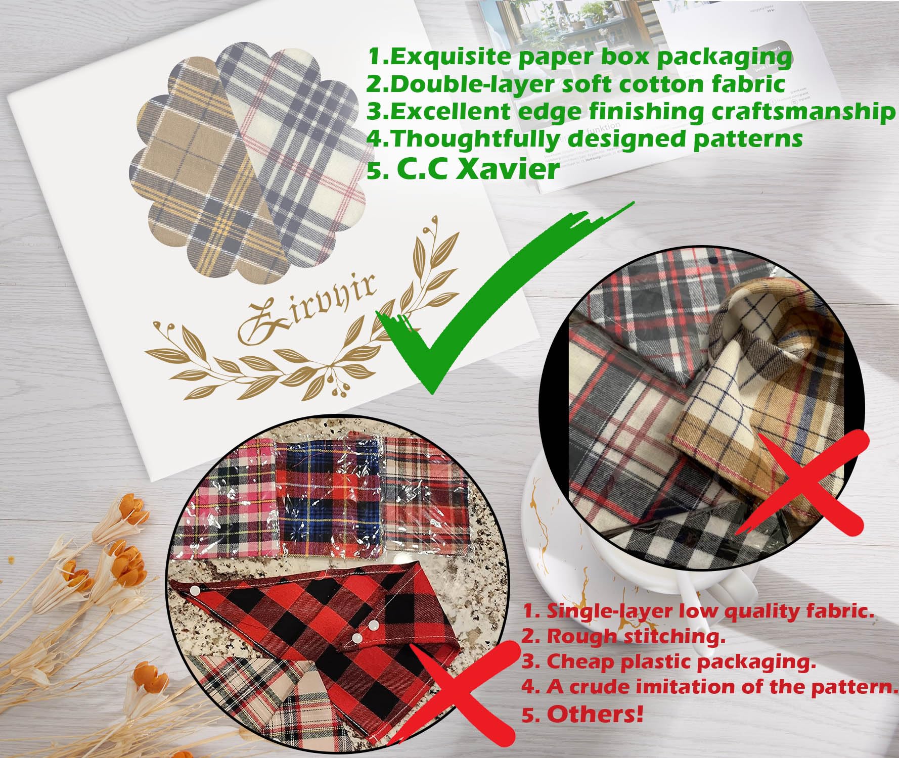 Saviar bandana chien triangle bouton – aperçu du dos et du bouton