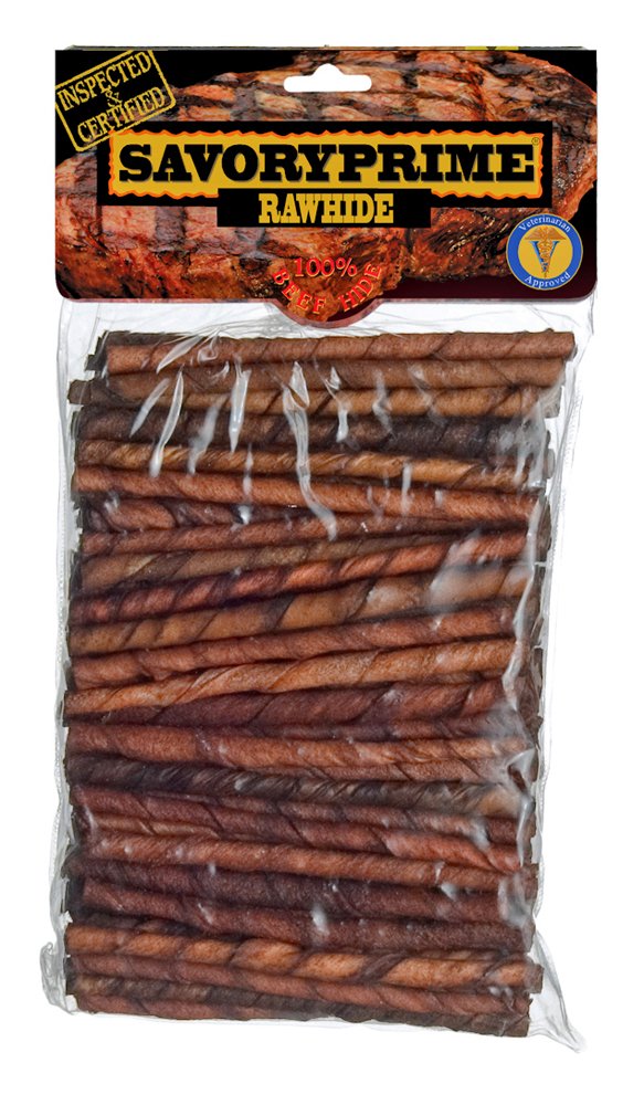 Savory Prime bâtonnets torsadés 5 pouces brun, aide à satisfaire le besoin de mâcher du chien.