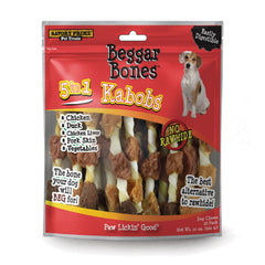 Friandise Beggar Bones Kabobs Savory Prime, de 8 po, sans céréales pour chiens, récompense lors des jeux