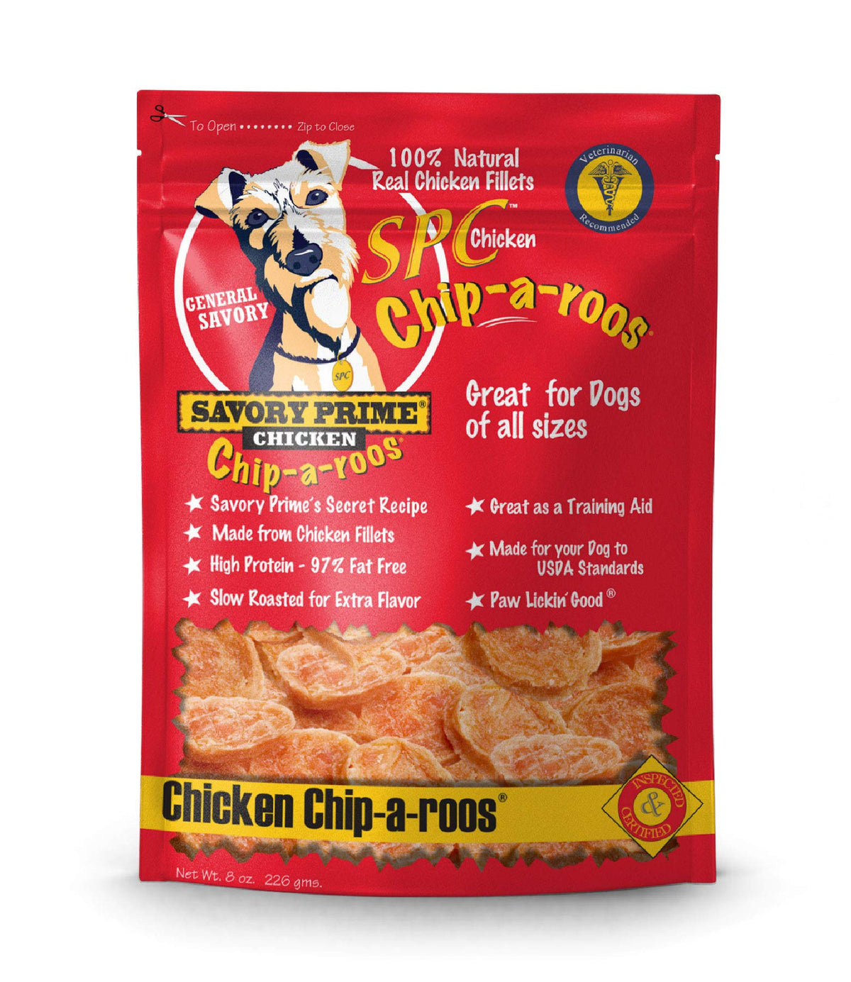 Savory Prime Chicken Chip-A-Roos — morceaux poulet, récompense idéale pendant l'entraînement.