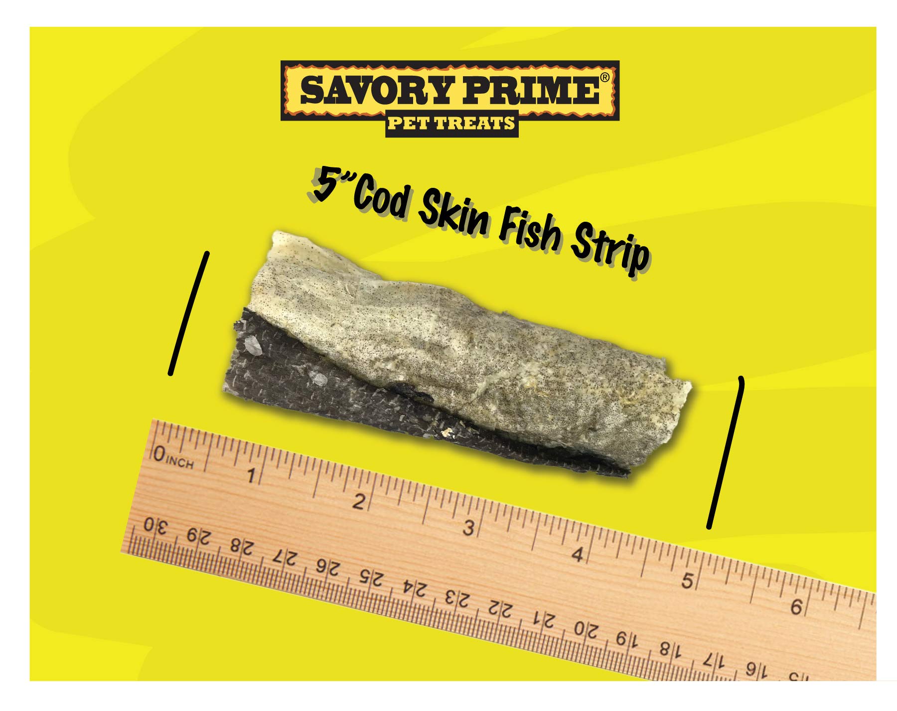 Savory Prime tranches peau morue utilisées comme friandise pour chiens.