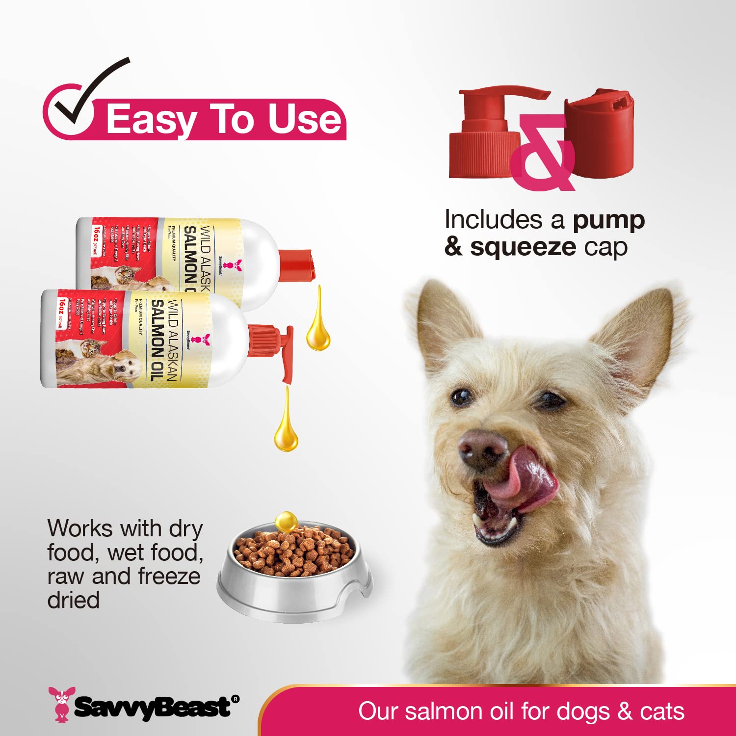 SavvyBeast huile saumon Alaska pour furets — routine saine et pelage soyeux.