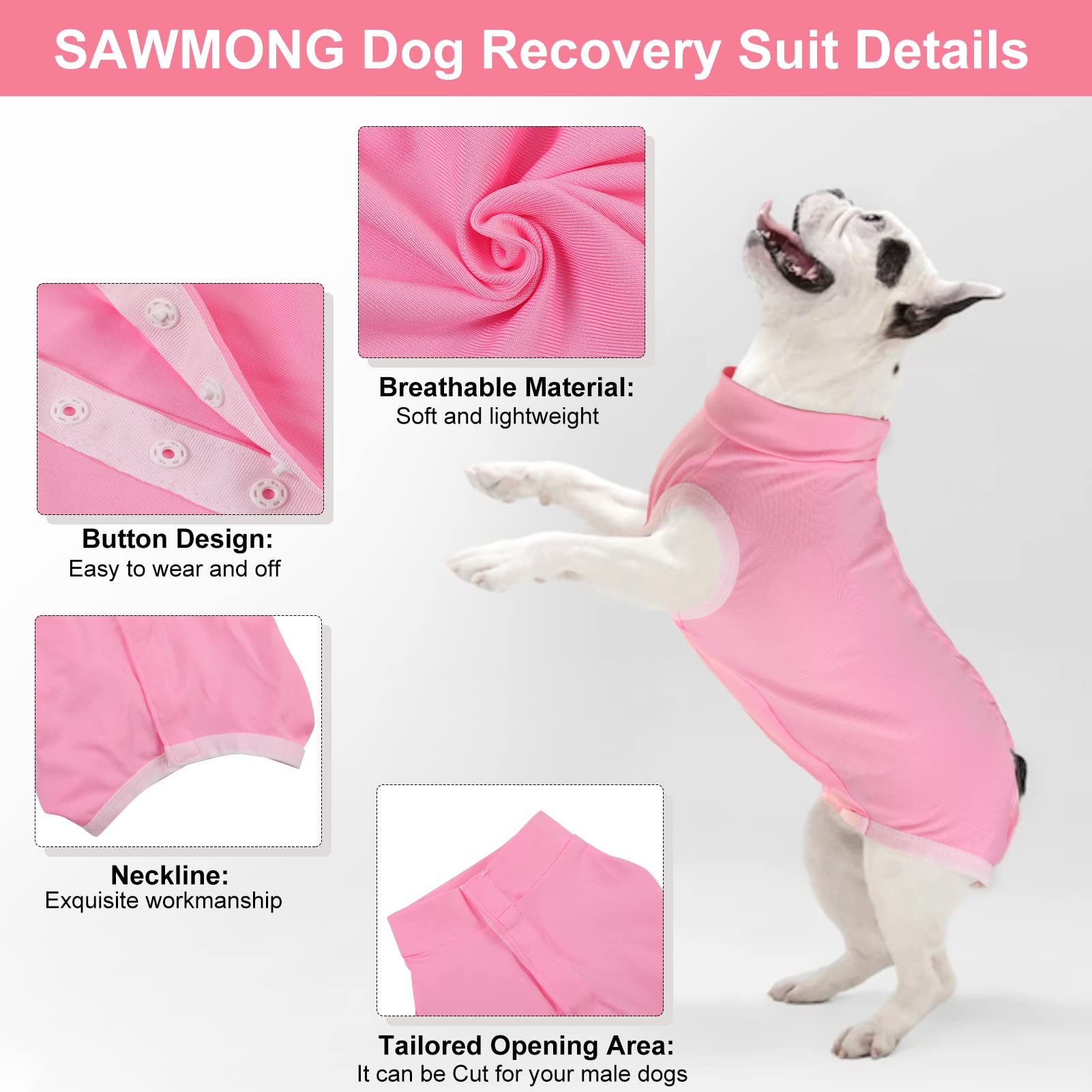SAWMONG tenue de récupération, mobilité accrue pour chien et facilité de déplacement.