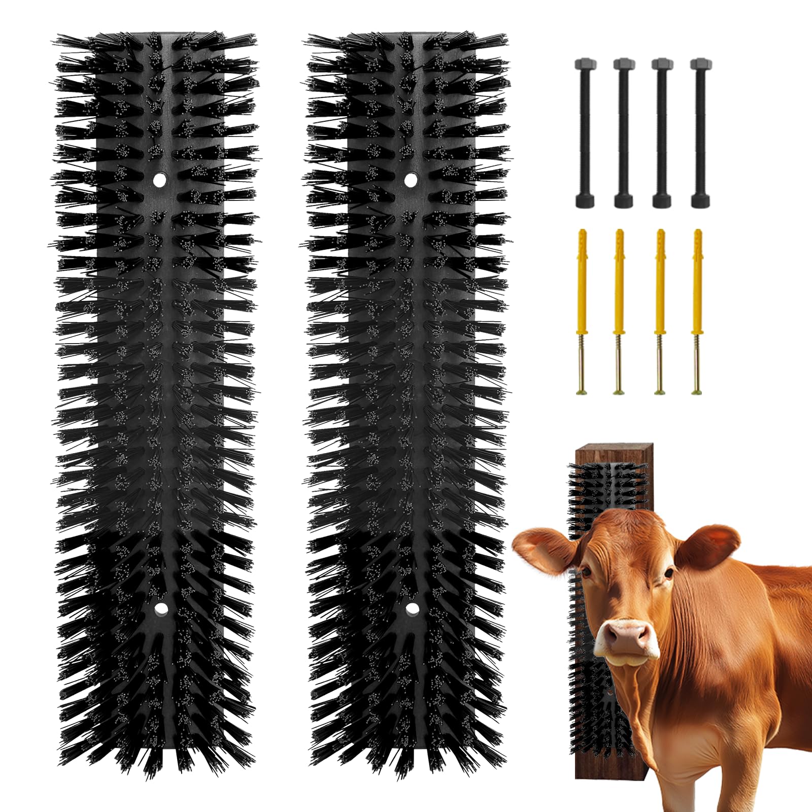 Sayutie brosse de grattage pour bétail avec 8 vis – nettoyage doux et pratique.