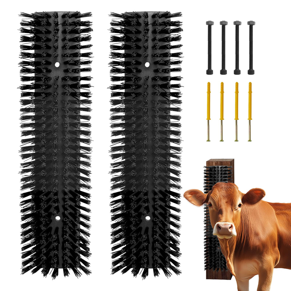 Sayutie brosse de grattage pour bétail avec 8 vis – nettoyage doux et pratique.