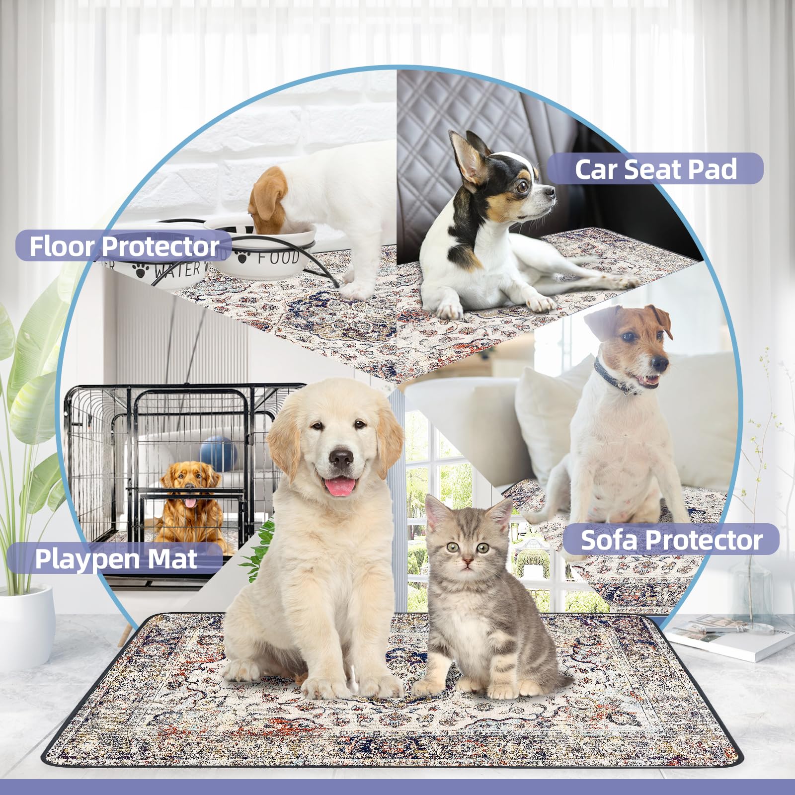 SCLOSE tapis-pour-chiens protection-meubles: couche TPU étanche protège sols et meubles.
