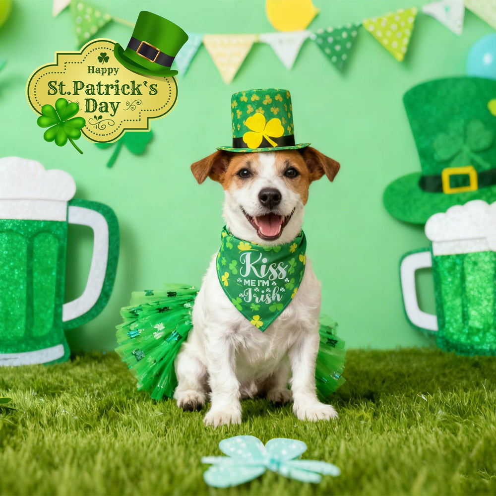 SCENEREAL chapeau vert ajustable pour chien, maintien sécurisé pendant les sorties festives.