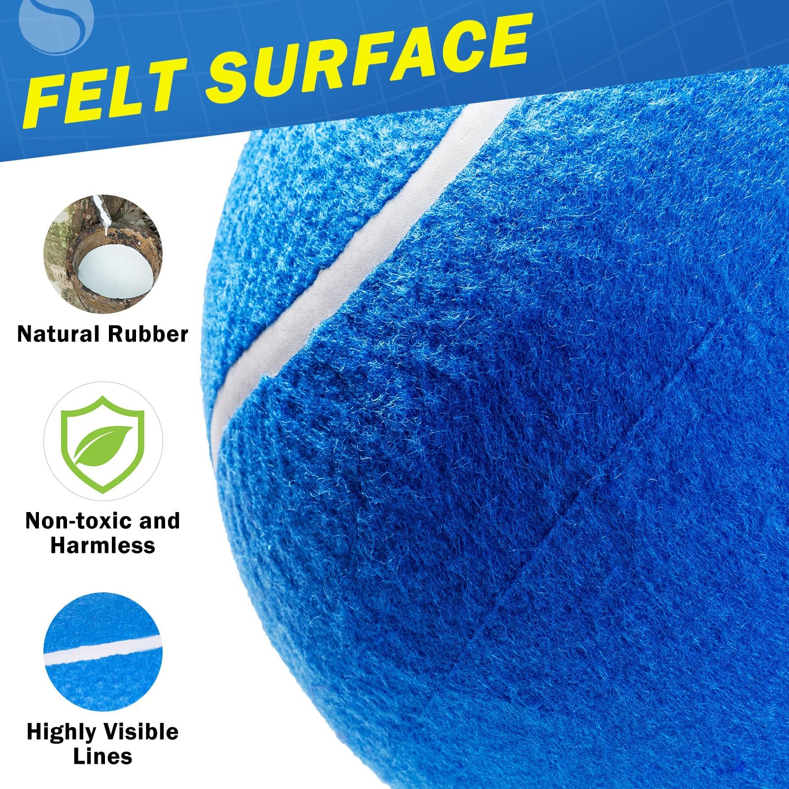 SCENEREAL balles géantes en caoutchouc, texture douce pour les dents et durabilité.