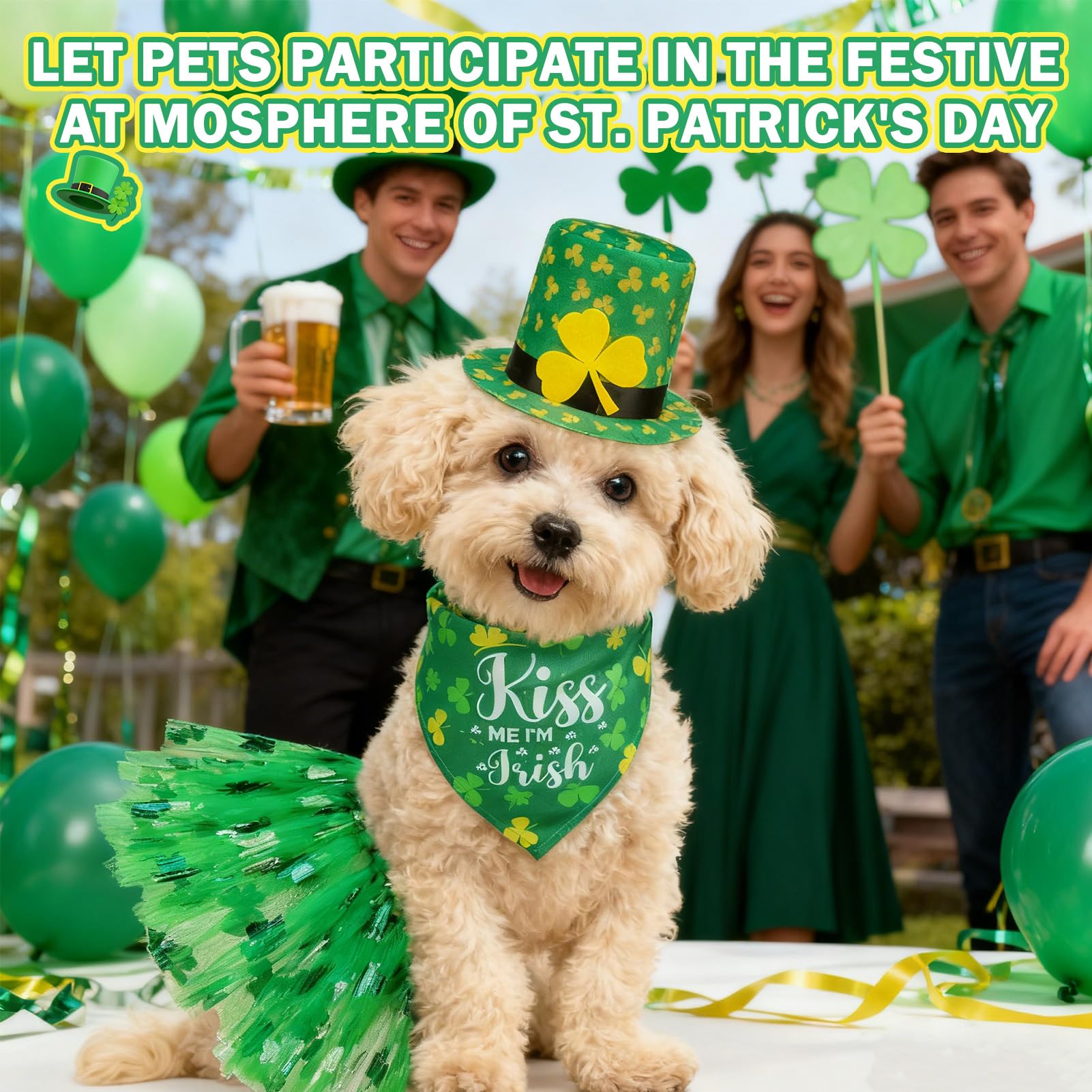 SCENEREAL ensemble complet Saint-Patrick pour chien, prêt à porter en un clic.