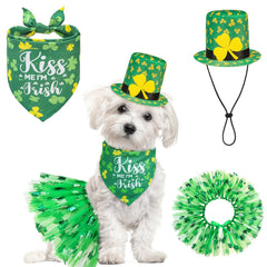 SCENEREAL robe tutu verte pour chien avec chapeau, parfait pour les photos Saint-Patrick.