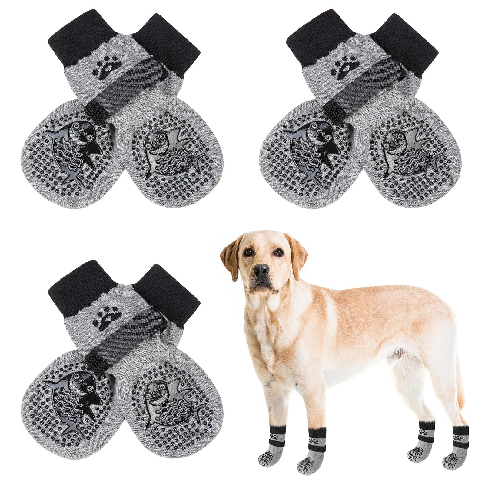 SCENEREAL chaussettes anti-glisse pour pattes, traction accrue sur surfaces.