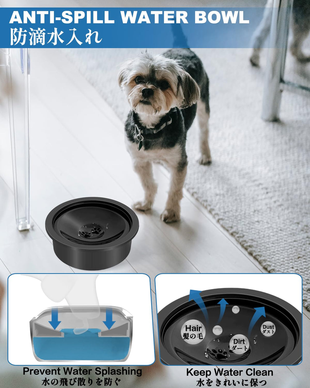 SCHITEC disque flottant bol eau chien, débit lent pour éviter l'étouffement.