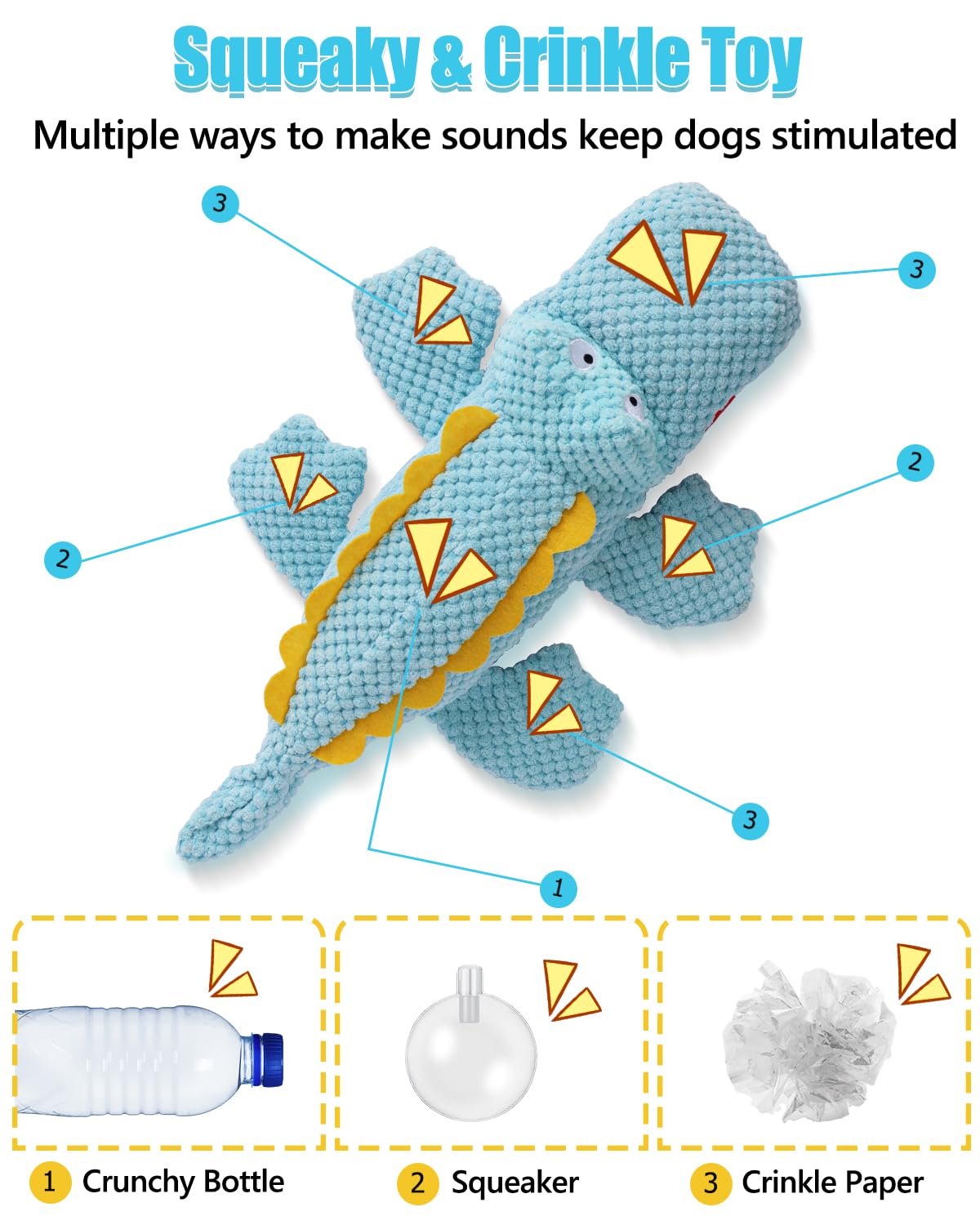 SCHITEC jouet chien avec tube sonore et bouteille insérable