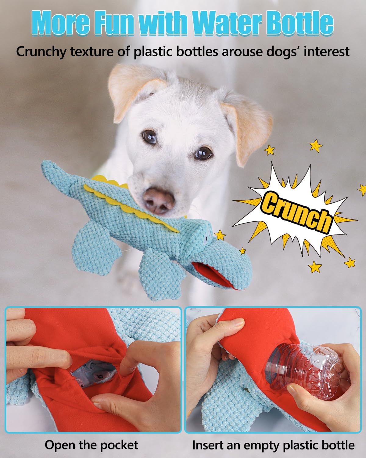 SCHITEC jouet crocodile, bruit sonore et bruit crissant pour stimulation mentale