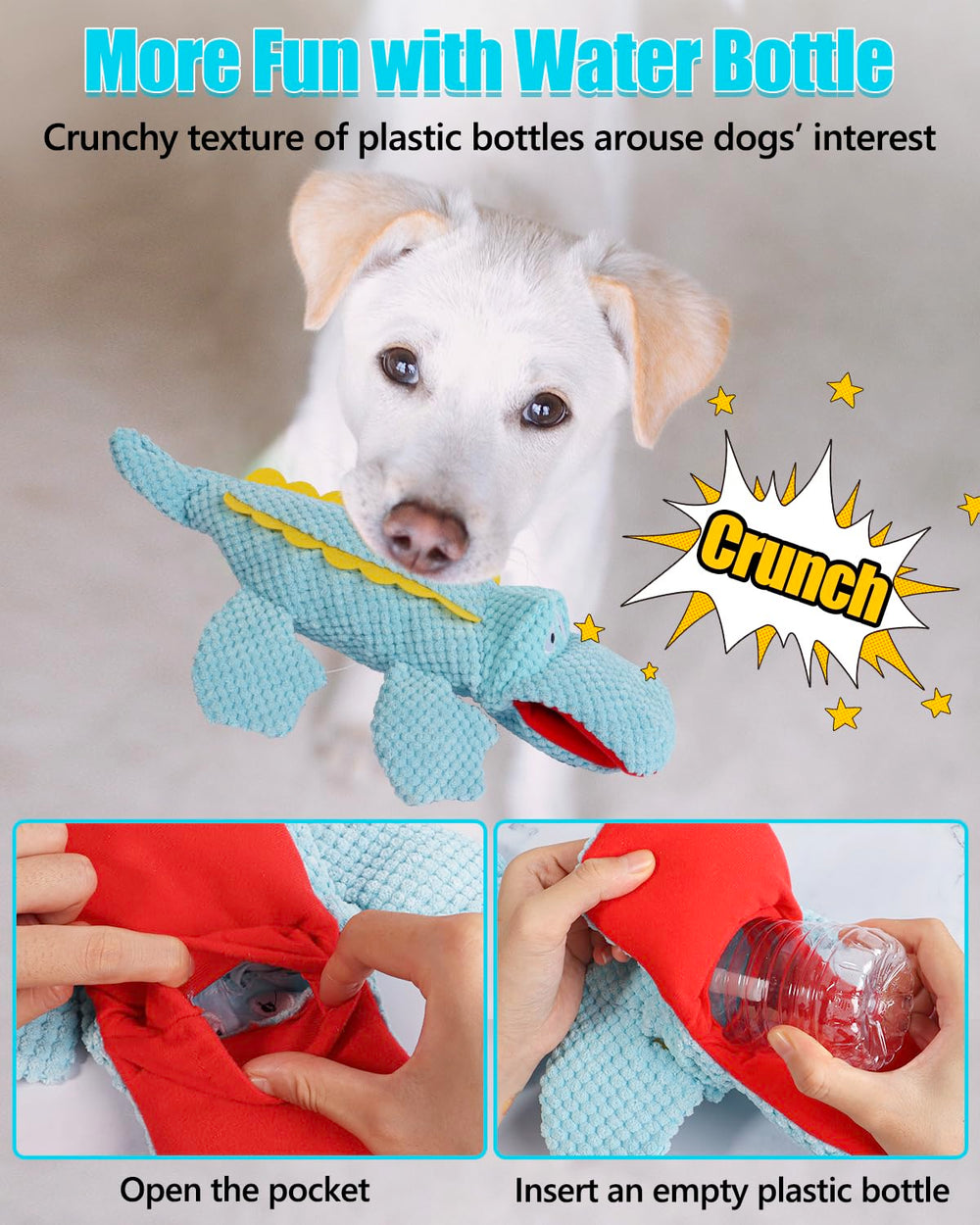 SCHITEC jouet crocodile, bruit sonore et bruit crissant pour stimulation mentale