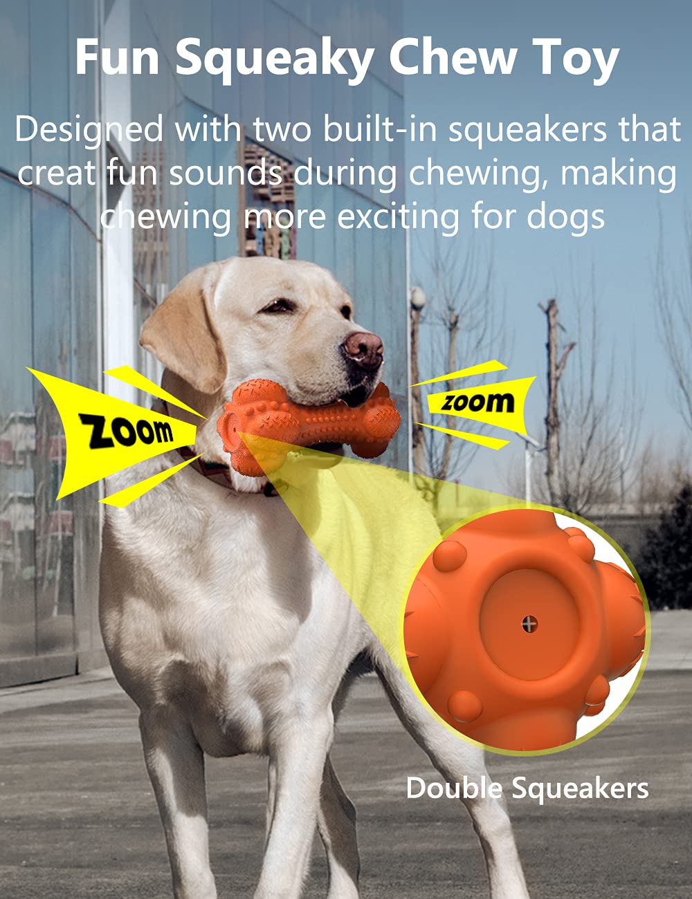 SCHITEC os chien brosse-dentaire intégrée facilite le jeu et le nettoyage.
