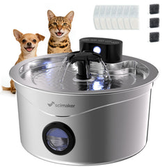 Fontaine Scimaker pour chat en acier inoxydable, durable et hygiénique.