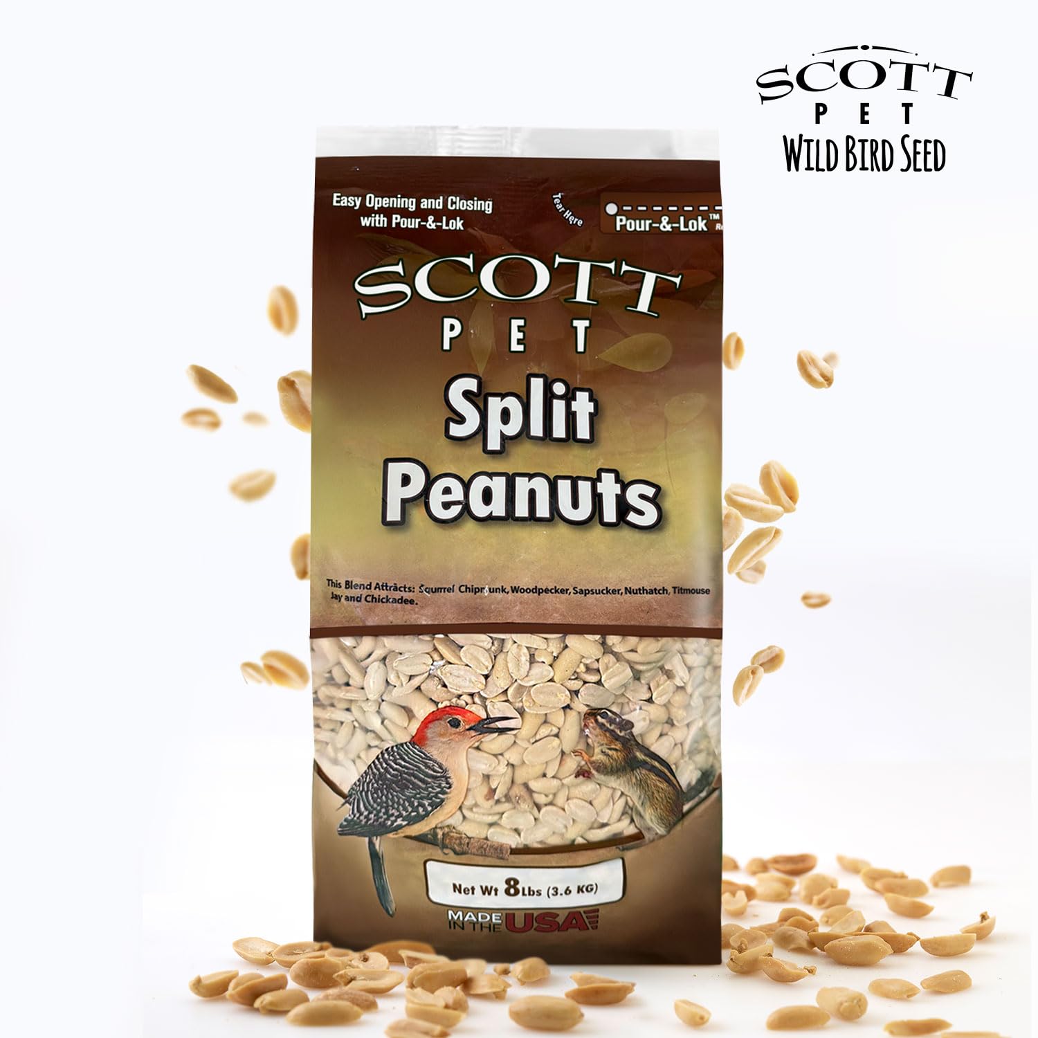 Scott Pet sachet refermable prolonge la fraîcheur des arachides.