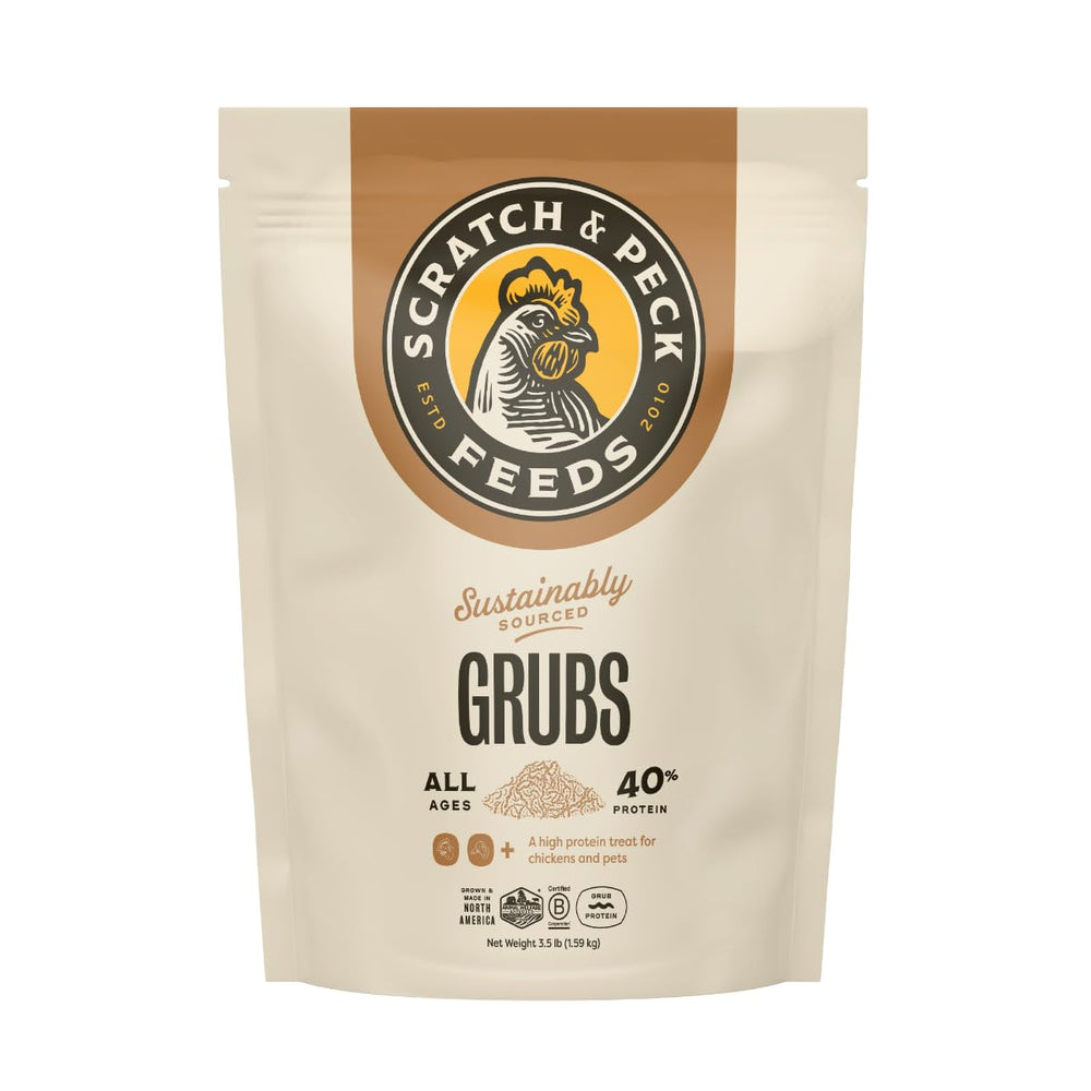 Scratch and Peck Grubs: sachet 3-5 lb pour poules et canards, protéines élevées.