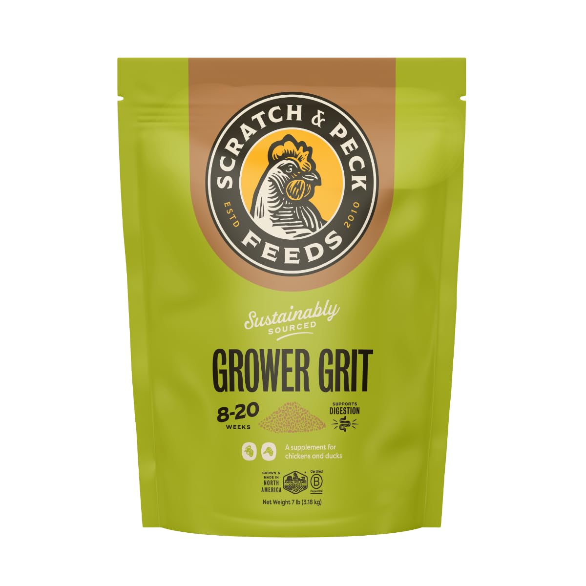 Scratch and Peck Grower Grit dans un bol, soutien naturel à la digestion des poulets.
