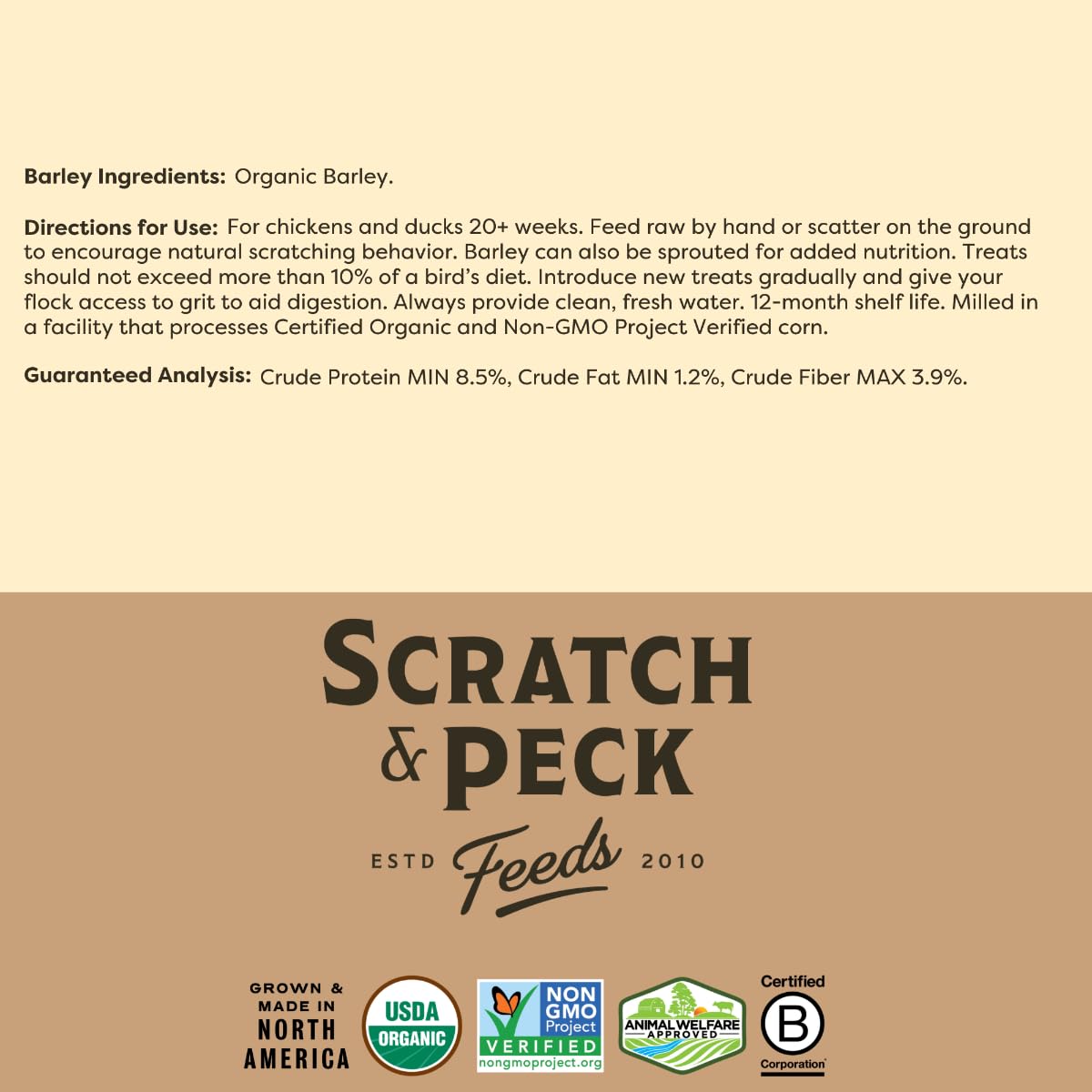 Scratch and Peck Orge Entière Pacifique Nord-Ouest, production locale durable