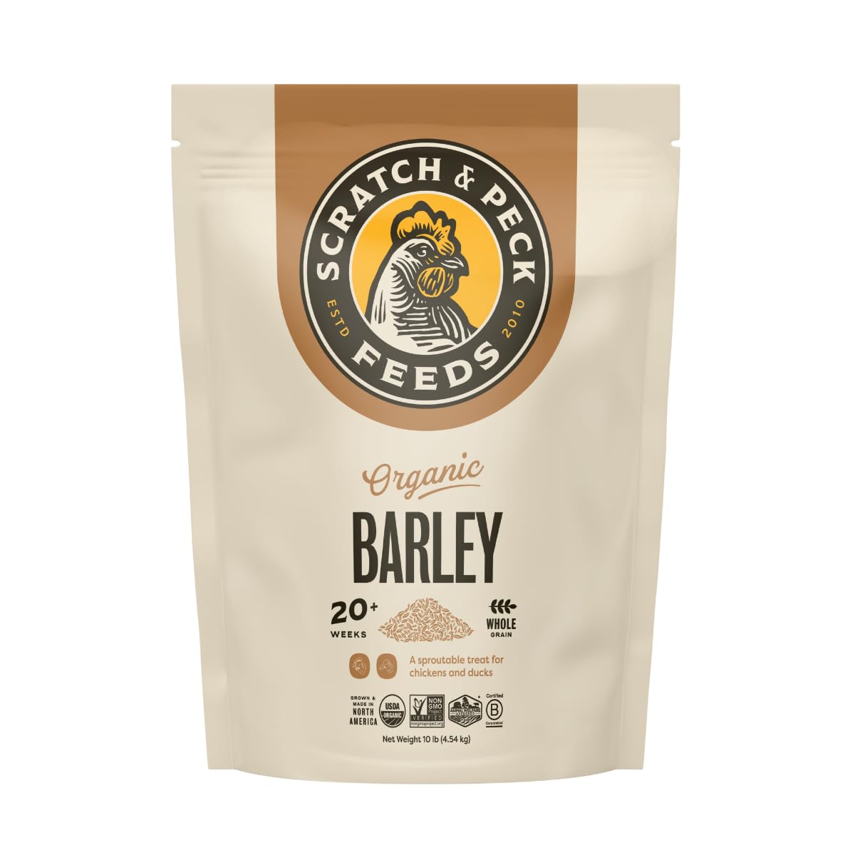 Scratch and Peck Orge Entière pour volaille, aliment équilibré en format sac de 10 lb