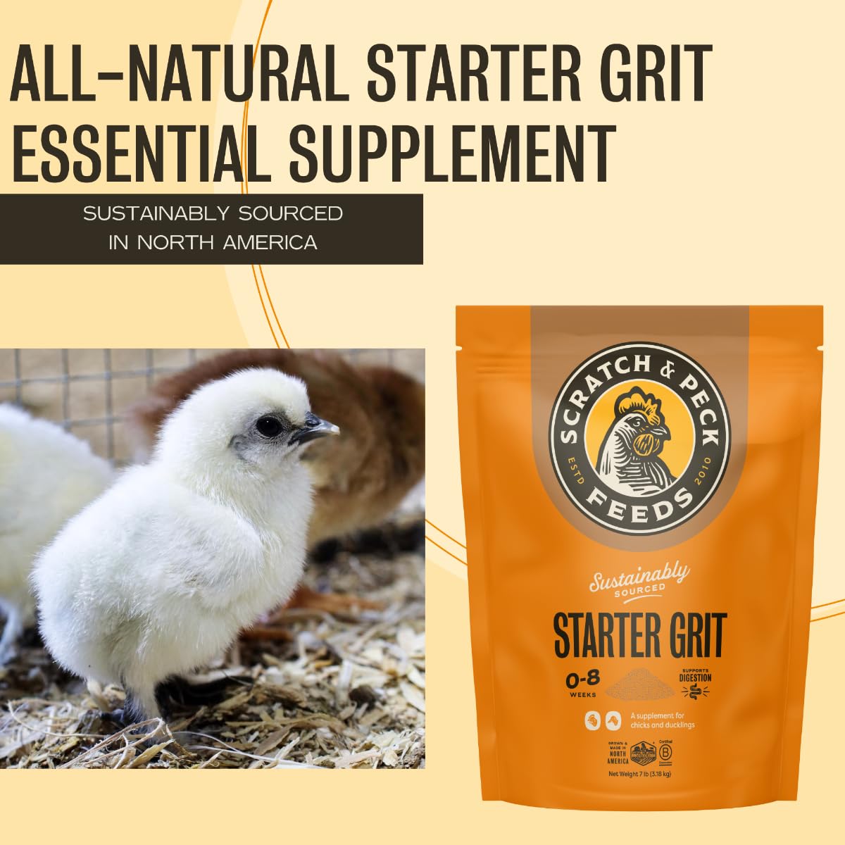 Scratch and Peck Starter Grit poulets: usage quotidien dans le régime.