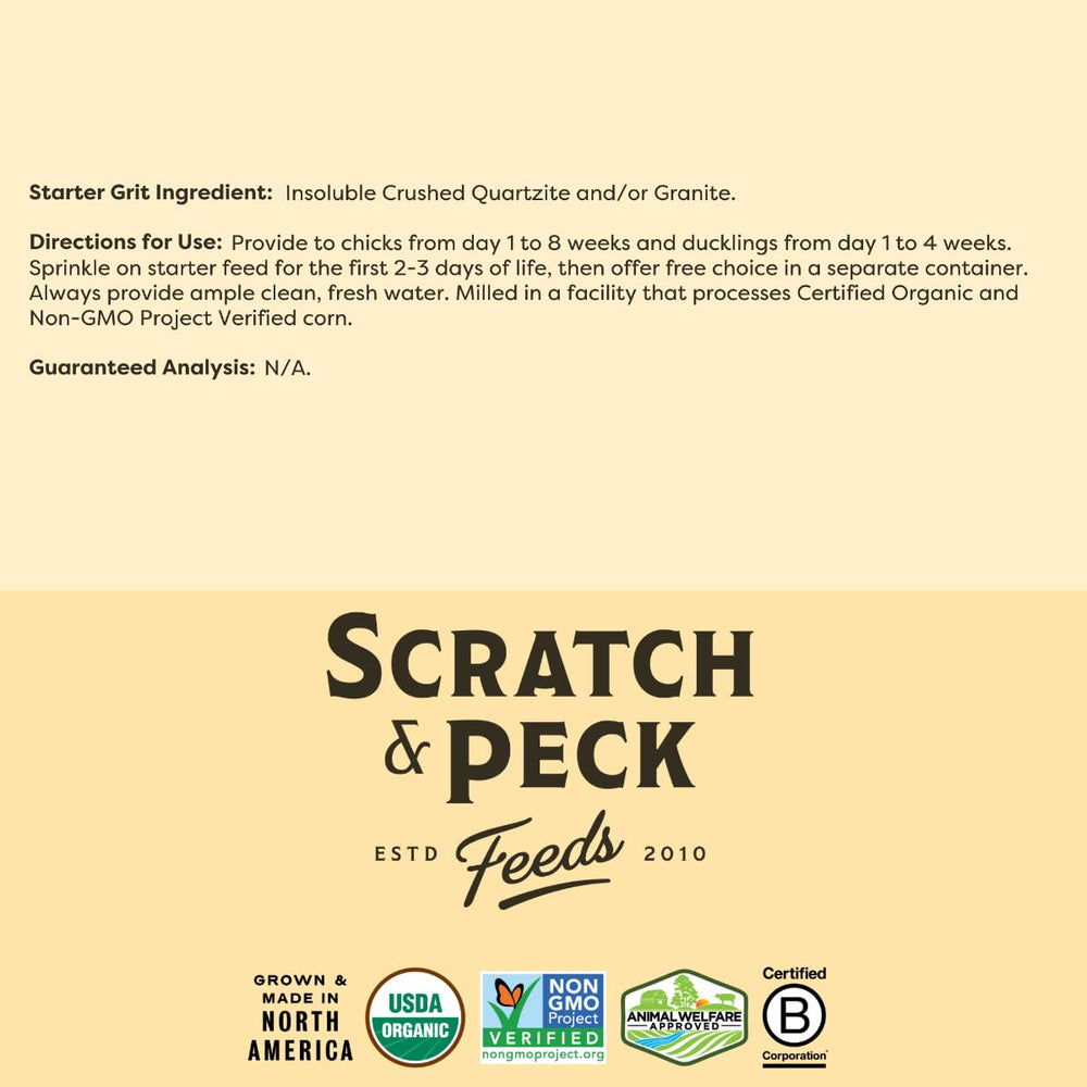 Scratch and Peck Starter Grit sourcing durable: origine responsable et éthique.