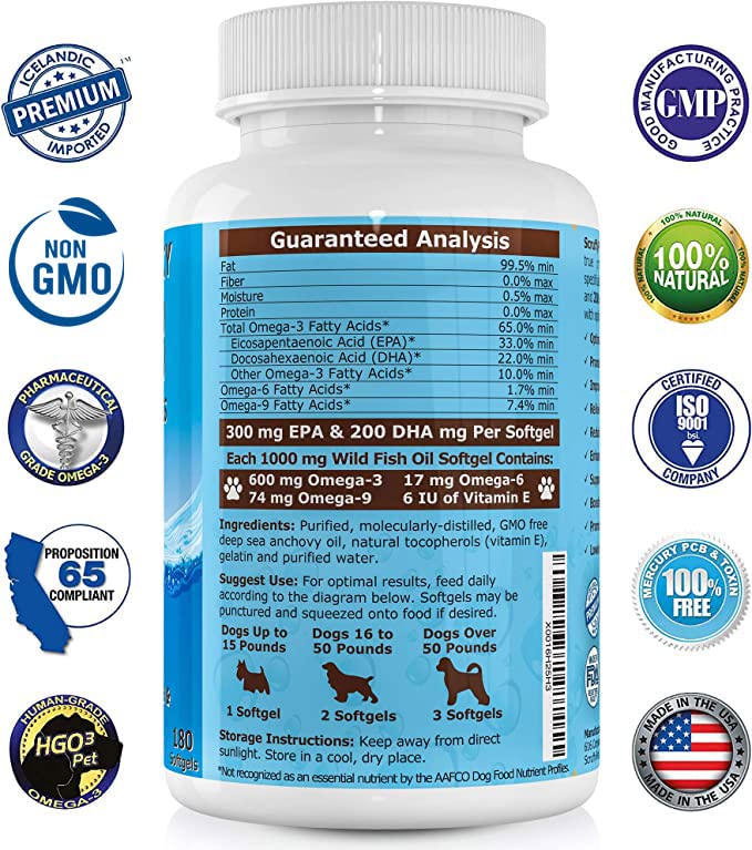 Source poisson sauvage Islande, huile omega-3 pour chien