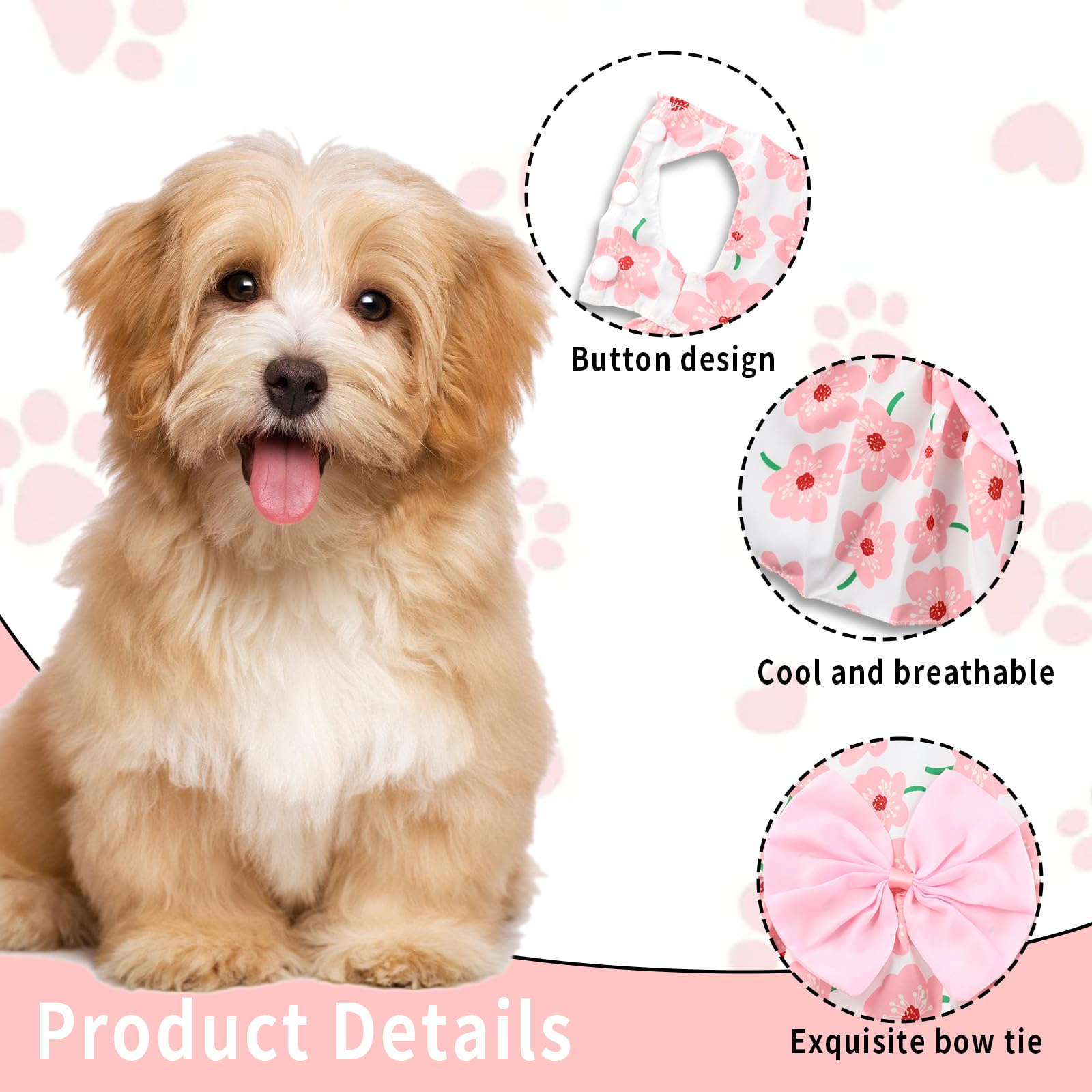 Robe Sdfvsdg pour chien à fleurs bleues, tendance estivale et agréable à porter.