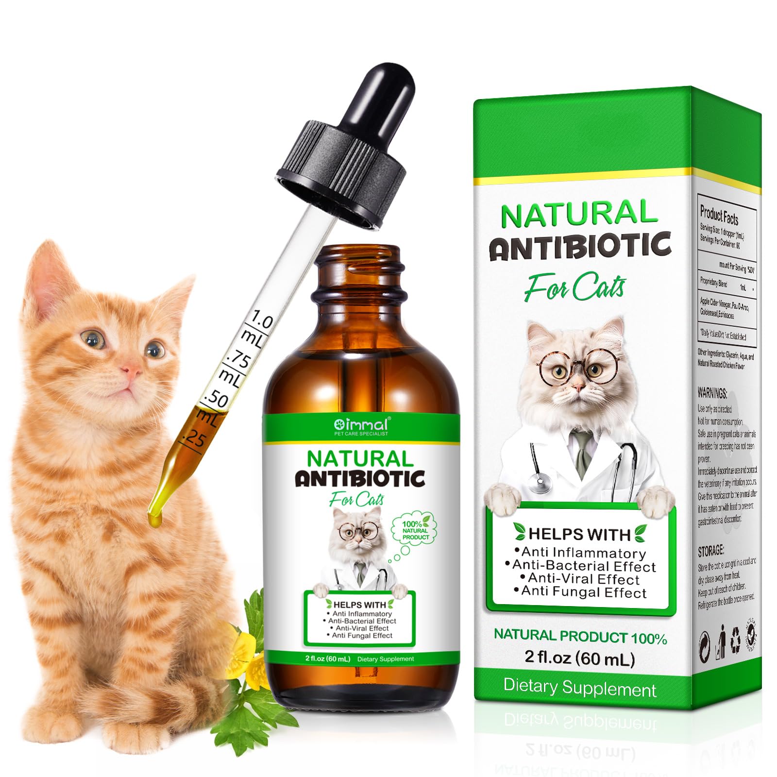 SDJUFEI Drops naturels pour chats, bouteille pratique et facile à utiliser.