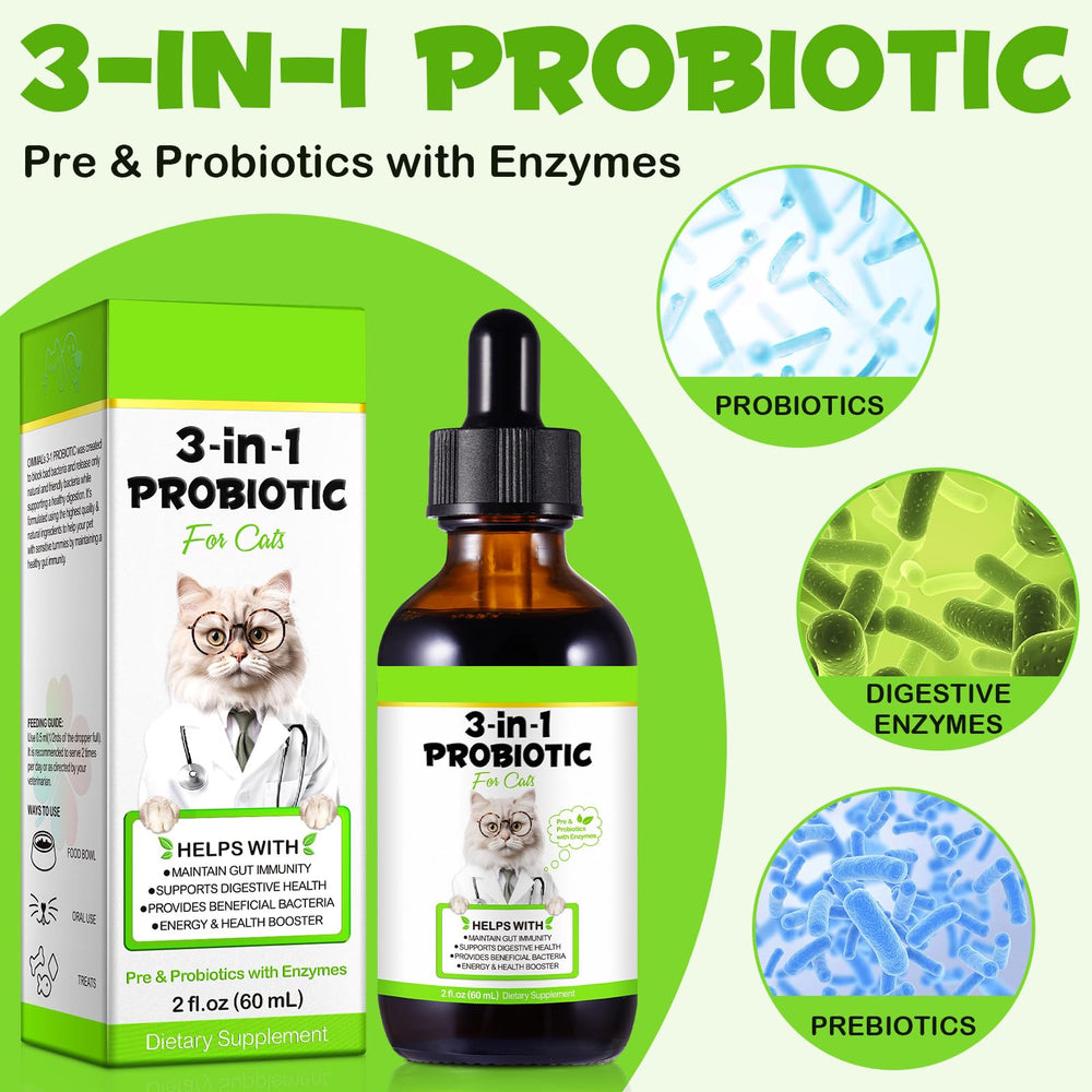 SDJUFEI soutien immunitaire pour chats, gouttes probiotiques faciles à utiliser.
