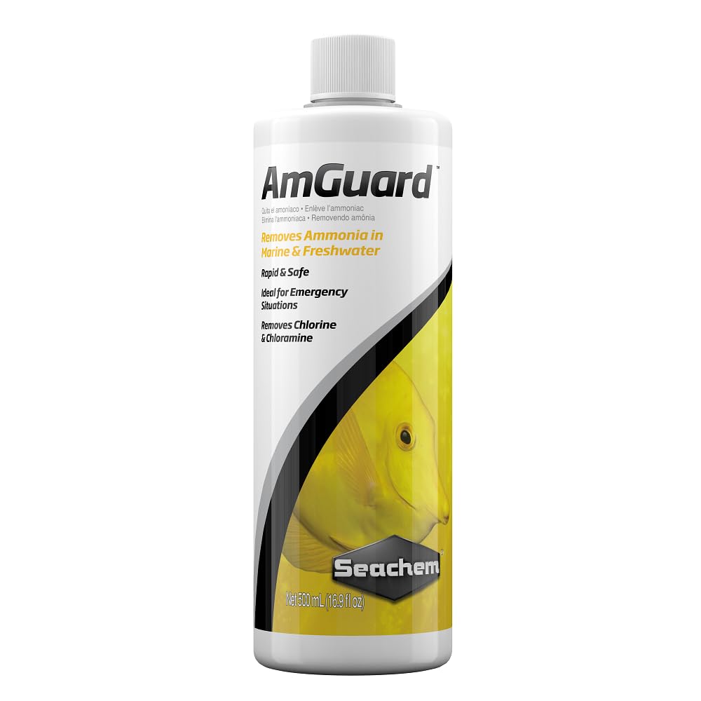 Seachem AmGuard – bouteille prête à l’emploi démontrant detoxification rapide de l’ammoniaque