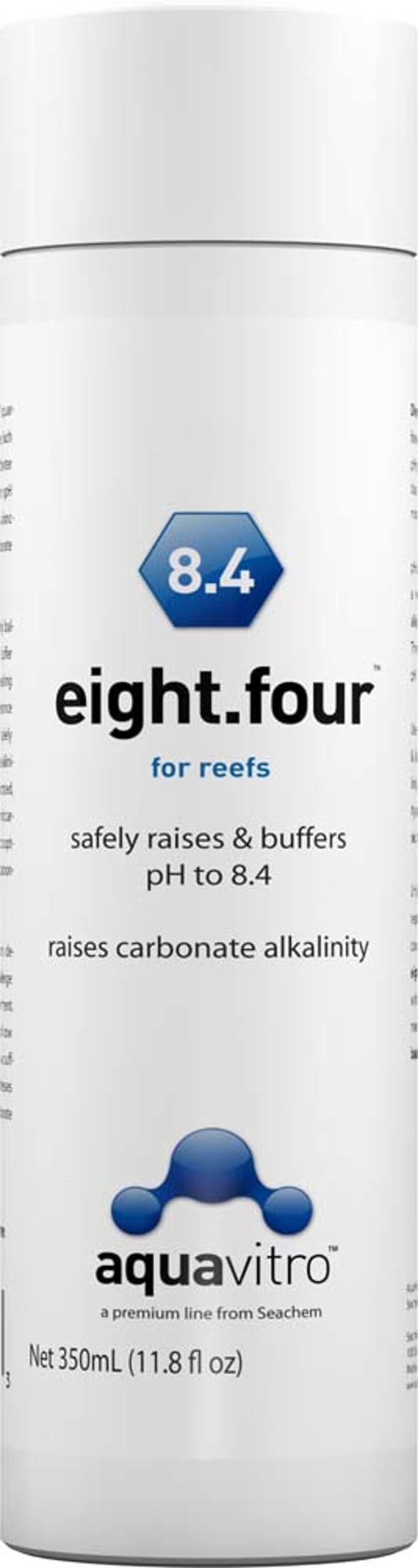 Bouteille Seachem Aqua Vitro Reef 8-4, utile pour l'entretien d'un aquarium récifal.