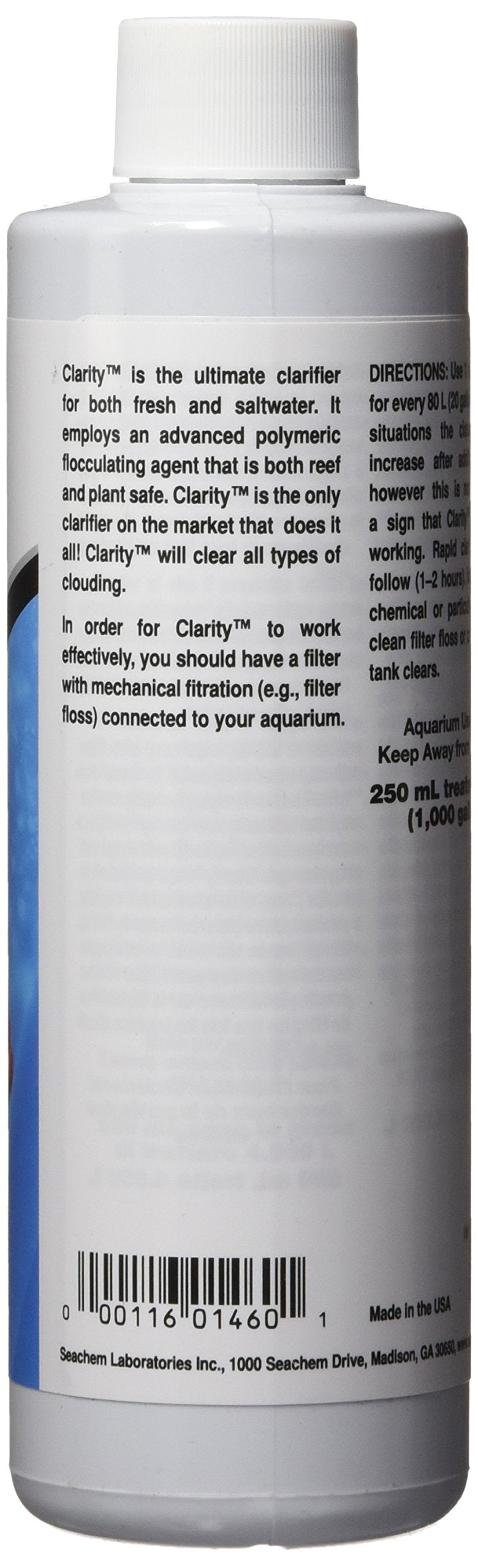 Seachem Clarity: eau claire dans l'aquarium grâce à ce clarifiant polyvalent.