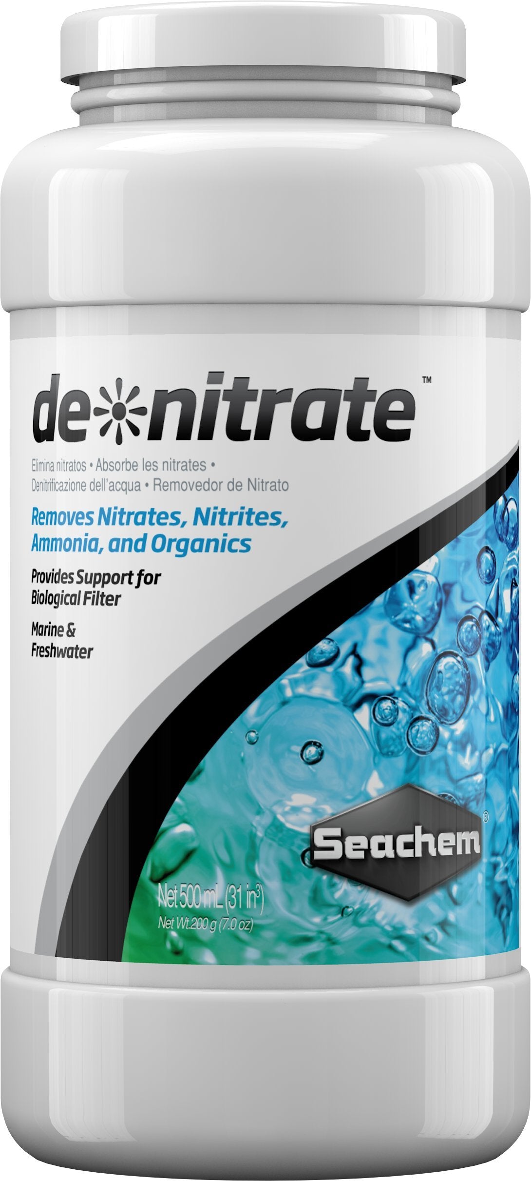Seachem Denitrate 500ml, bouteille prête à l'emploi, aide à réduire nitrates et ammoniaque.