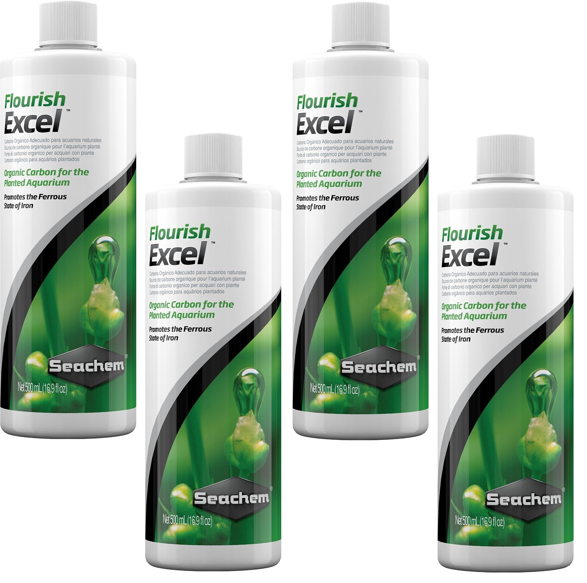 Seachem Flourish Excel, bouteilles 500 ml, lot de 4, pour stimuler la croissance des plantes aquatiques