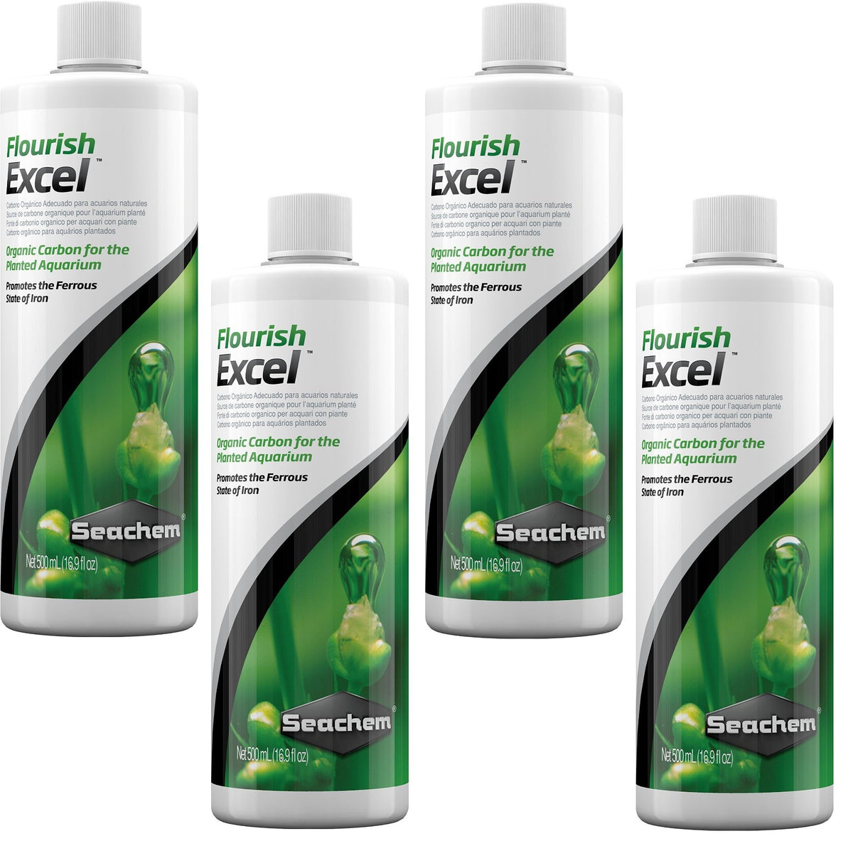 Seachem Flourish Excel, bouteilles 500 ml, lot de 4, pour stimuler la croissance des plantes aquatiques