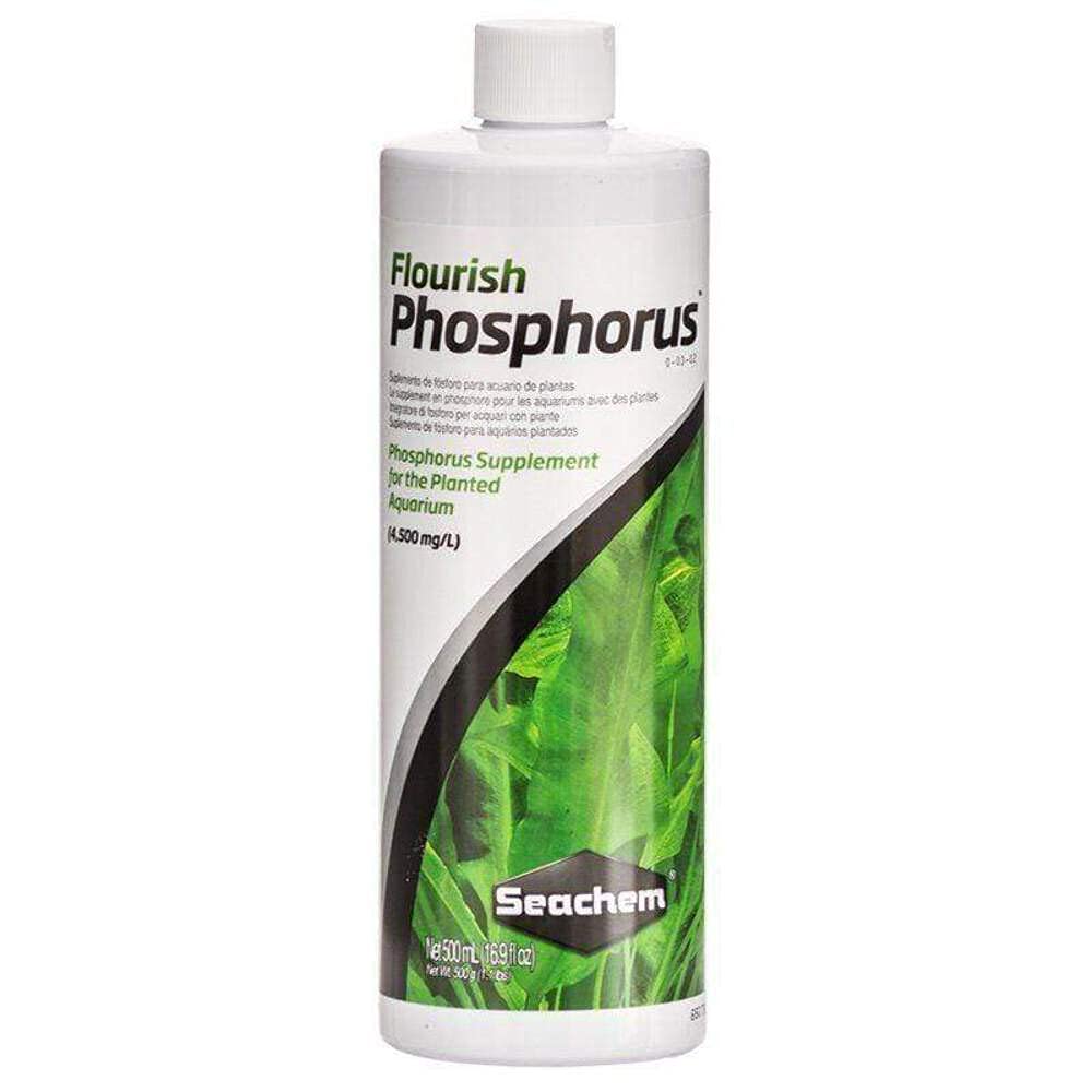 Bouteille Seachem Flourish Phosphorus, soutient le dosage du phosphore pour plantes aquatiques.