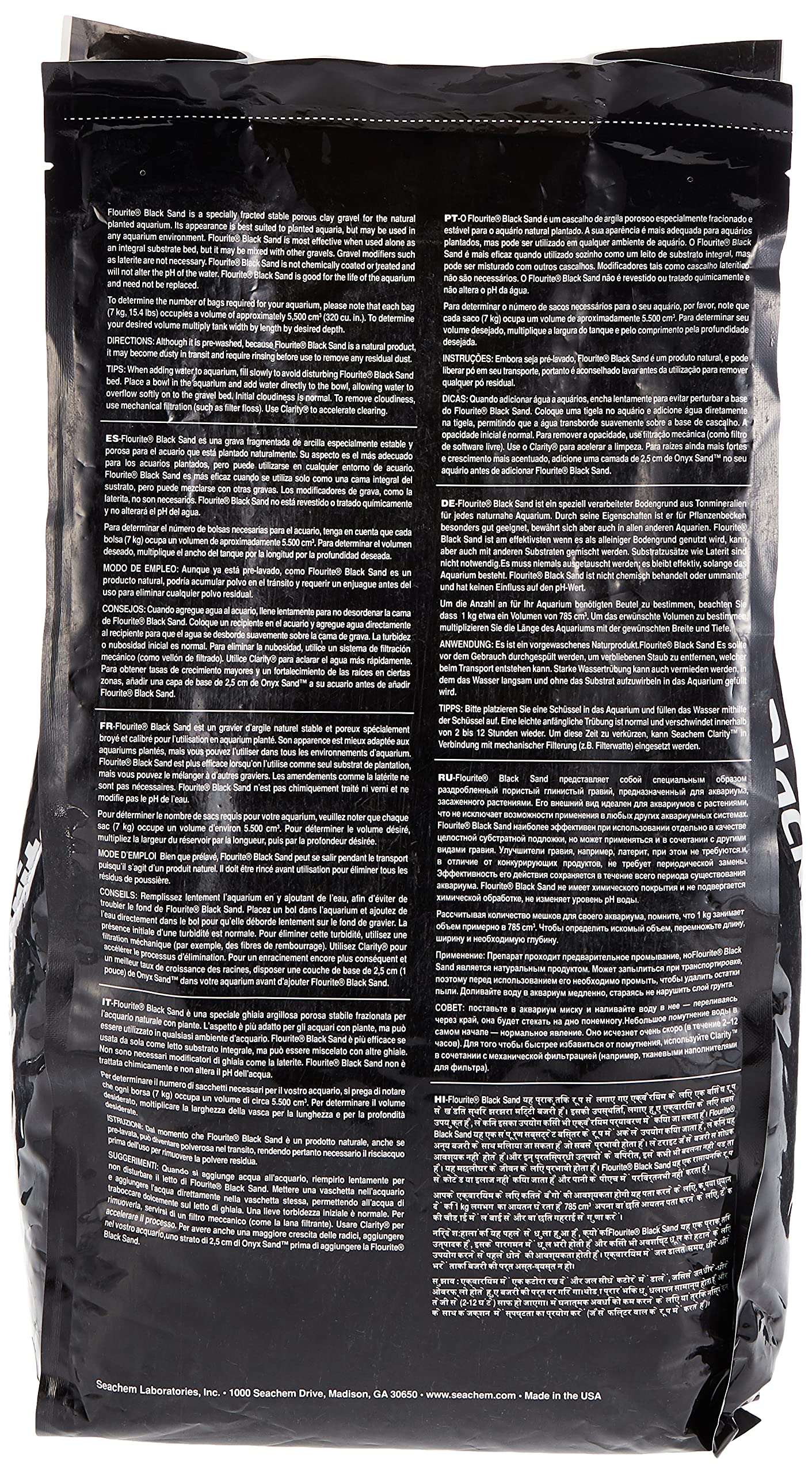 Texture poreuse du sable noir Seachem Flourite pour favoriser les racines.