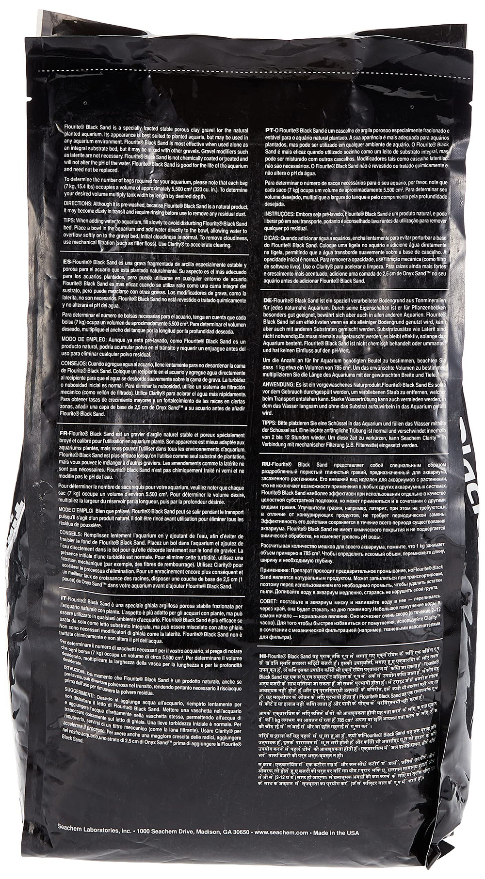 Texture poreuse du sable noir Seachem Flourite pour favoriser les racines.