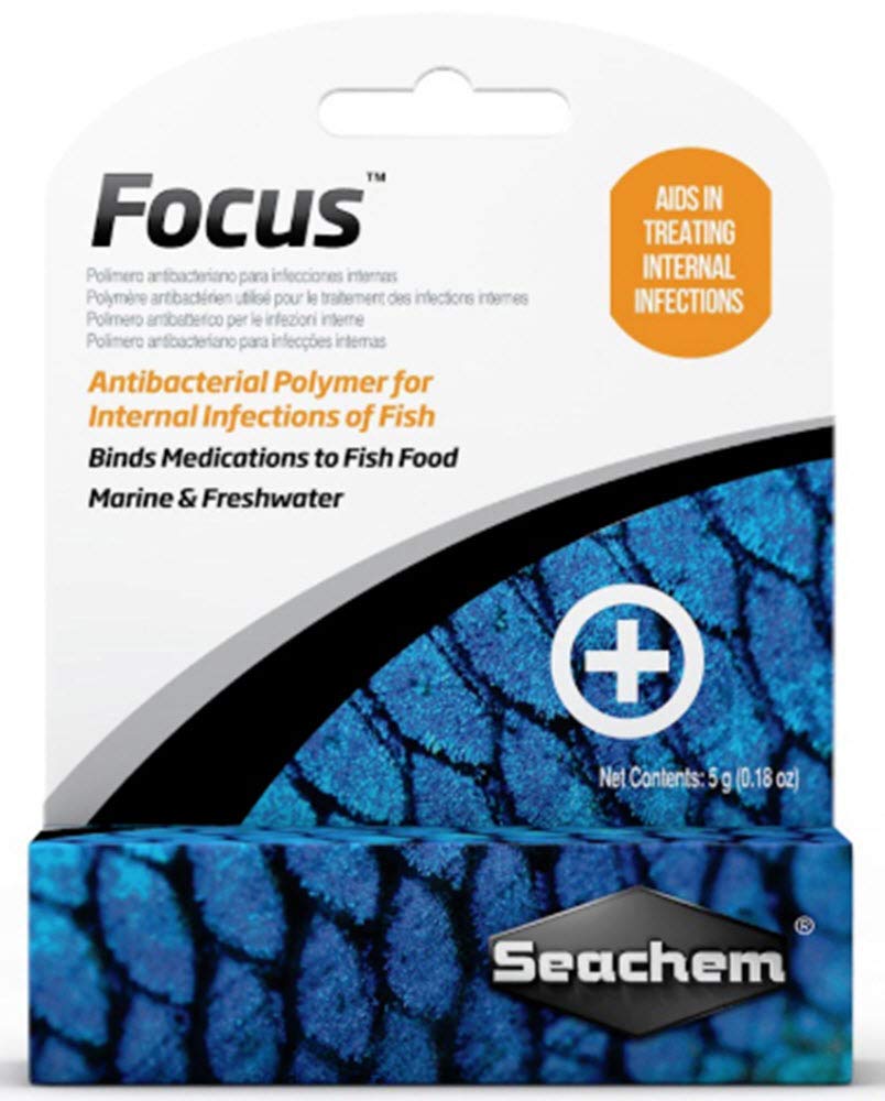 Seachem Focus, bouteille-polymer-traitement-poissons: facilite l’administration par nourriture et réduit les pertes dans l'eau.