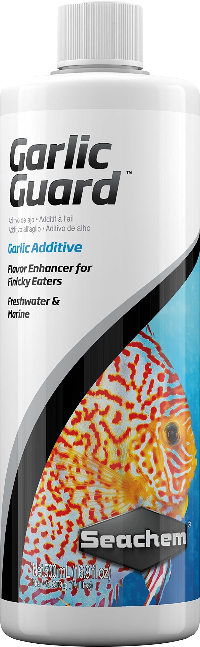 Seachem Garlic Guard : bouteille pratique pour nourrir poissons.